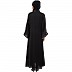 Front open abaya with hand work- Black-Golden